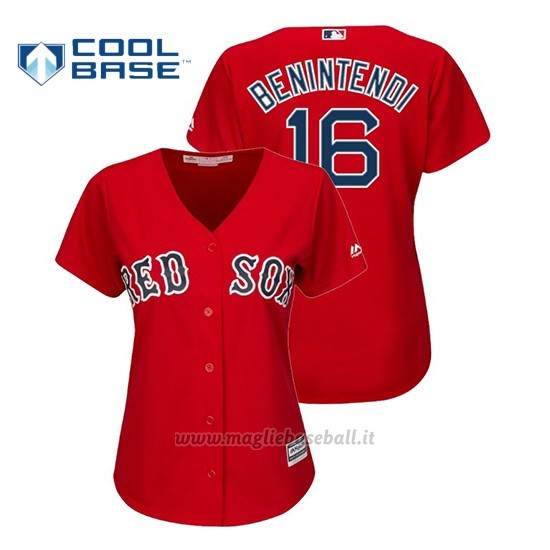 Maglia Baseball Donna Boston Red Sox Andrew Benintendi Cool Base Majestic Alternato Rosso